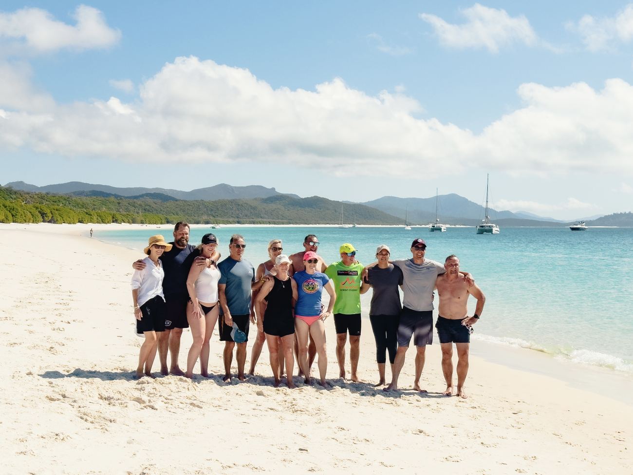 The full company on Whitehaven Beach
