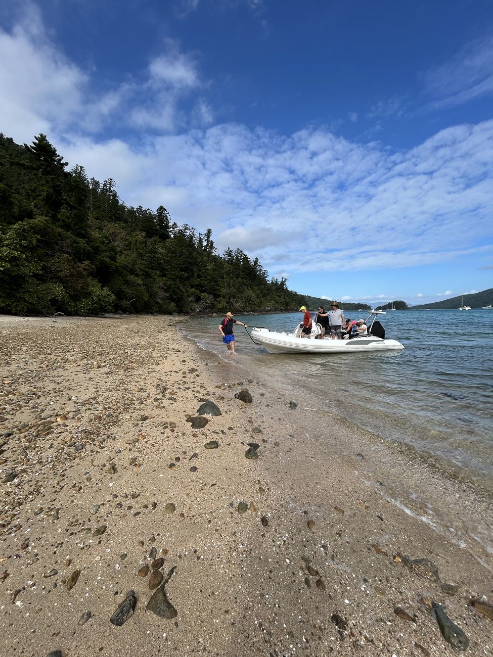 The tender pulled in at Sawmill Beach