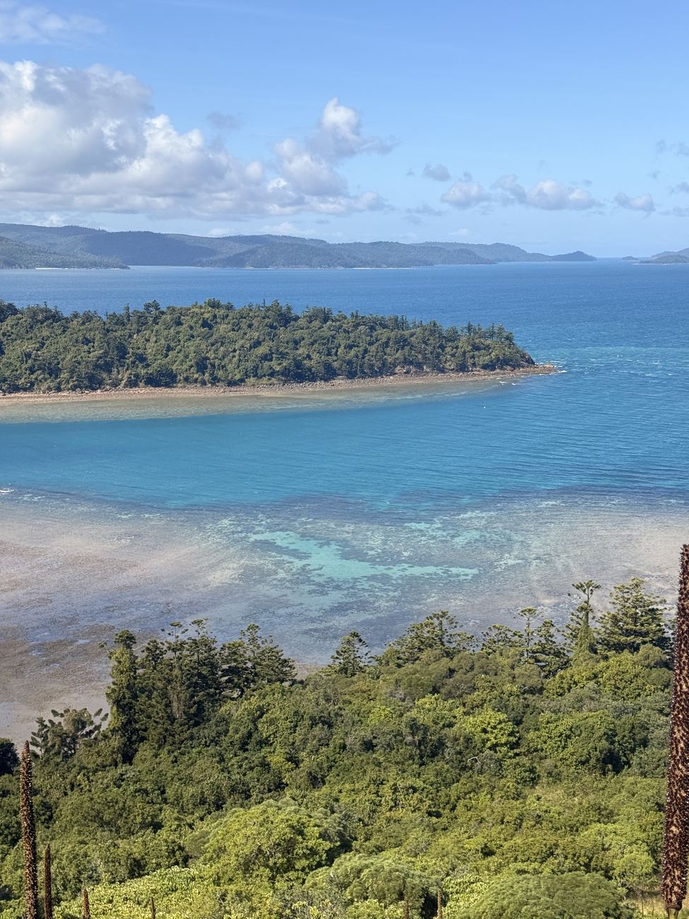 The turquoise sandbar and islands from the South Molle track
