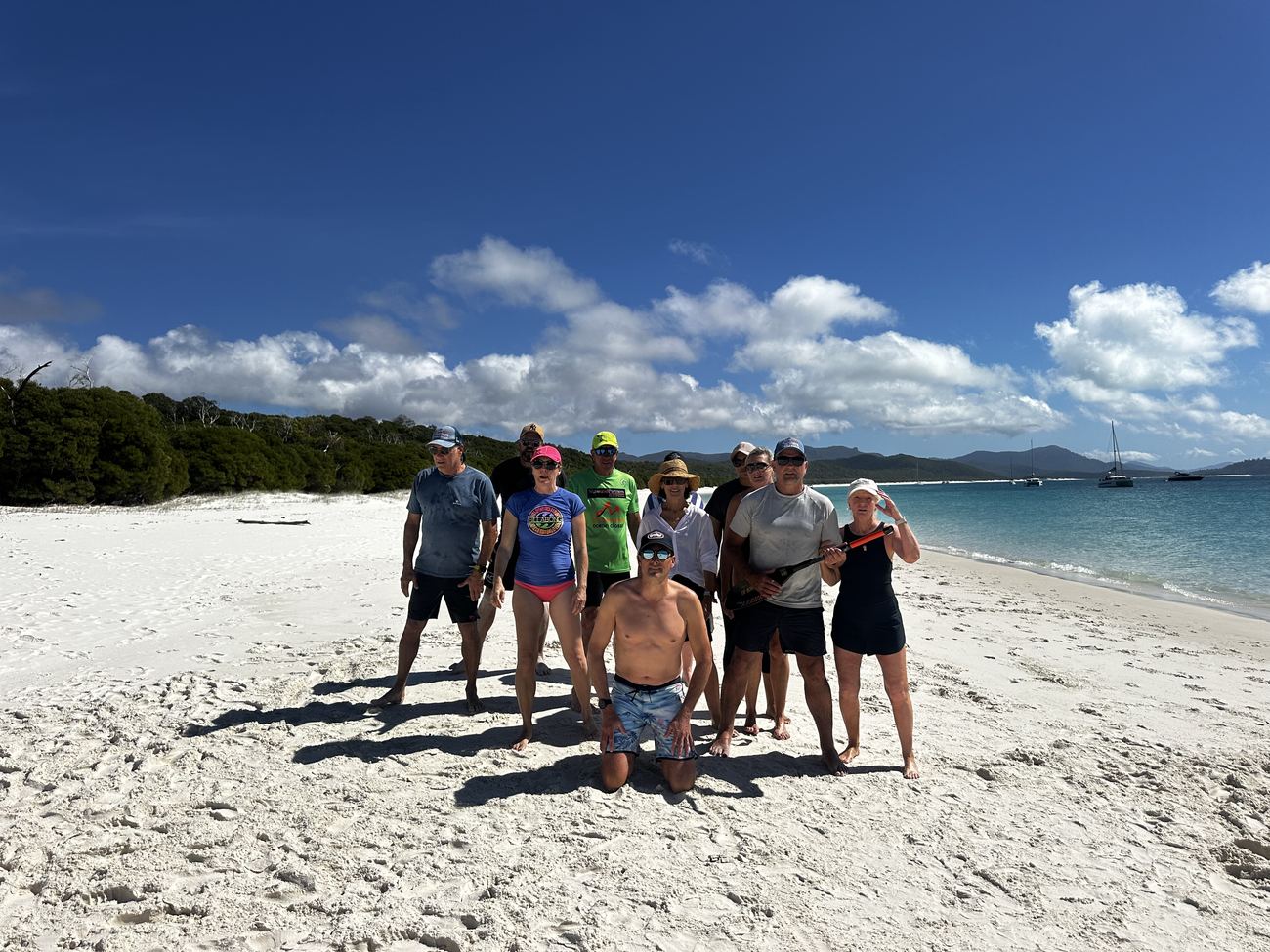 The competitors assembled on Whitehaven Beach for the Cup finale