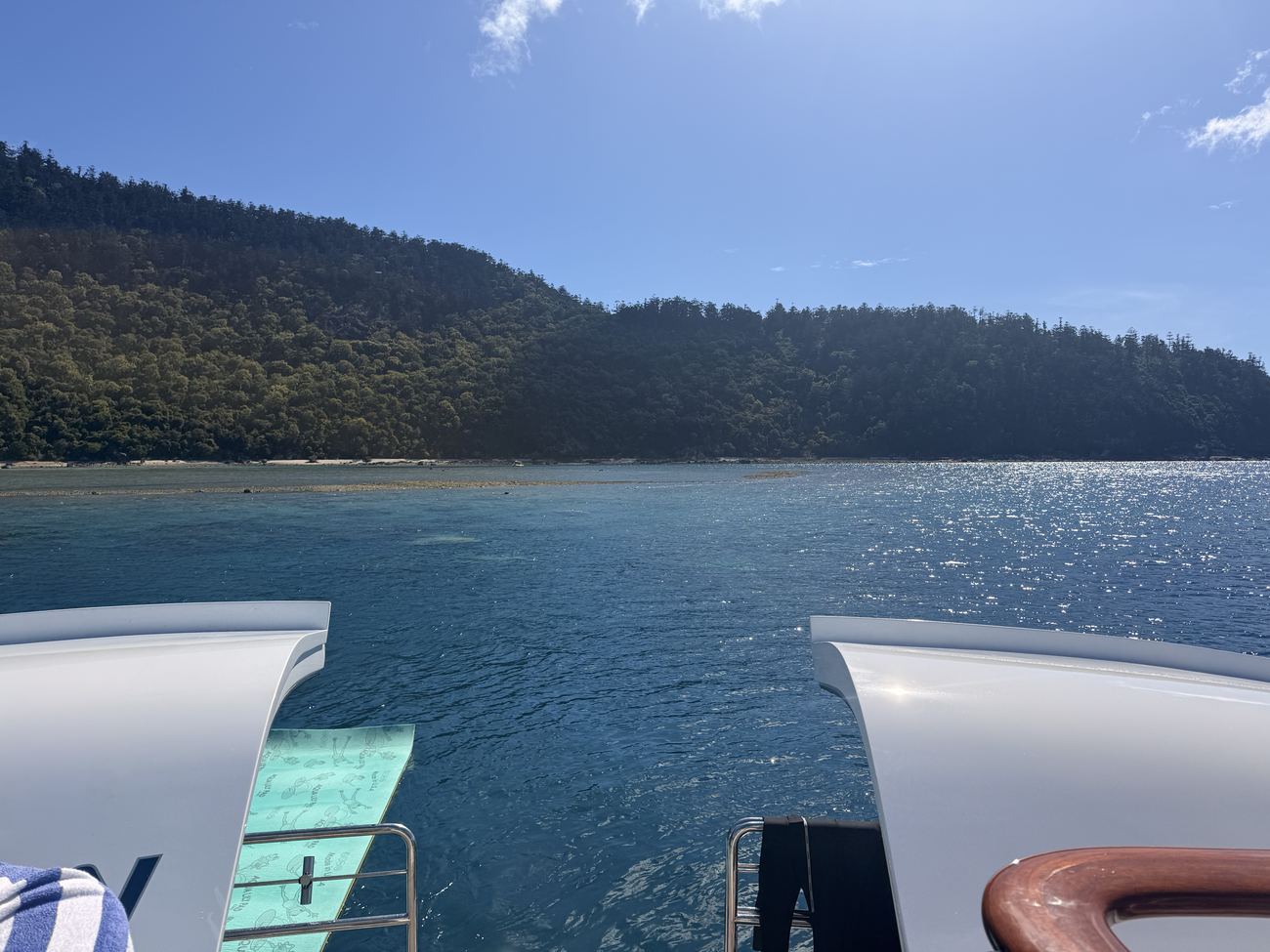 The last of the blue water from the deck